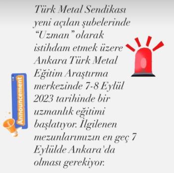 Türk Metal Sendikası Uzmanlık Eğitimi
